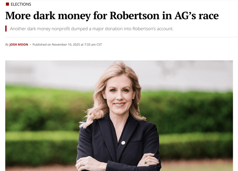 APR article: More dark money for Robertson in AG's race