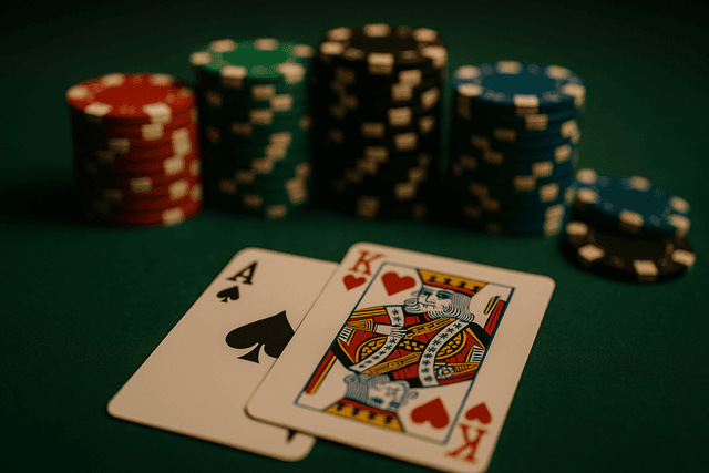 Casino cards and chips representing gambling industry